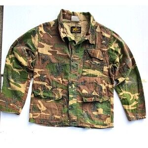 Vintage KMART Military Shirt Men's Medium Camouflage Shacket  80s Camo Army